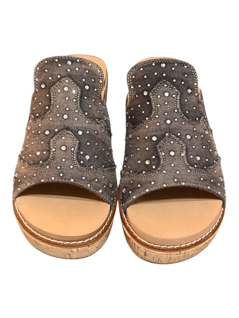 Corkys Black Rhinestone Wedge Slide Sandals Women’s Size 10 | New Without Box